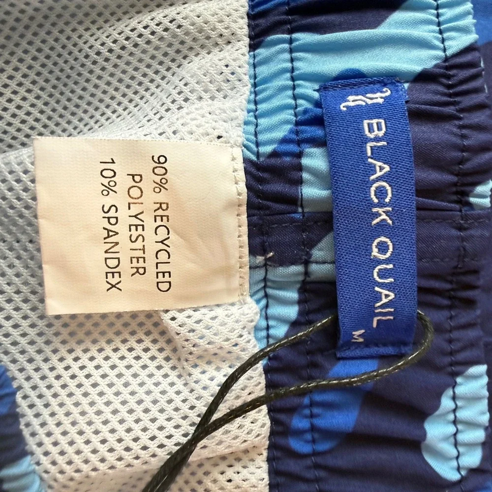 Black Quail Men Blue Camouflage Swim Trunks Size M Elastic Waist Drawstring‎